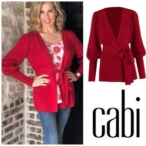 CAbi 5634 Cabaret Cardigan Red Tie Wrap Sweater
Long Sleeves Women’s Size Large